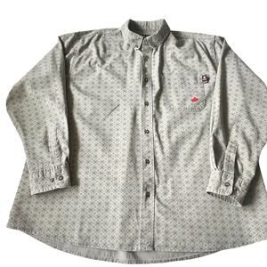 Forge FR Gray Geometric Button Down Work Shirt Flame Resistant Mens XXL Thick